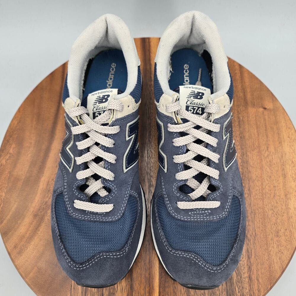 New Balance 574 Shoes Mens 9.5 D Navy Blue Suede Leather Athletic Sneakers - Picture 5 of 9